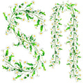 2 Pack Artificial Daisy Flowers Vine, 13.6 Ft Silky Artificial Garland with White Daisy and Vine Floral Garlands Decoration for Room Wall, Flower Themed Party, Wedding Supplies