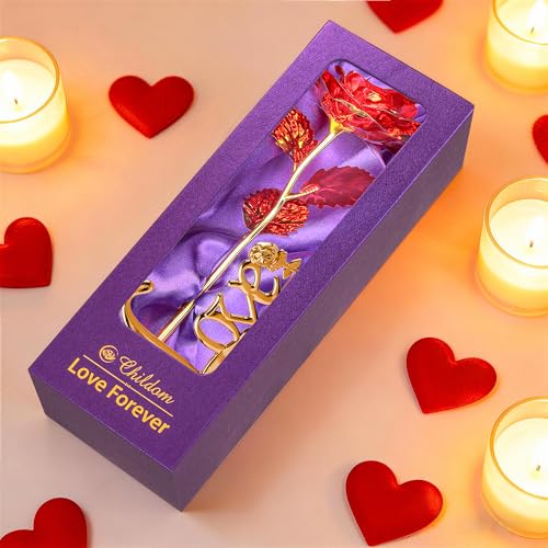 Childom Mothers Day Rose Gifts for Mom,Birthday Gifts for Women,Mothers Day Flowers Gifts for Mom from Daughter Son,Red Artificial Flower Gift with Love Stand for Wife,Grandma,Daughter,Anniversary - color: Colorful Red With Love Stand