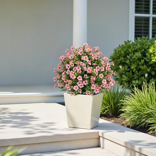24" Artificial Potted Plants Outdoor Set of 2, UV Resistant Faux Pink Daisy Mums Flowers with Eucalyptus, Decorative Plants in Pots for Front Porch, Patio & Entryway - color: Pink, size: 24in Daisy Eucalyptus