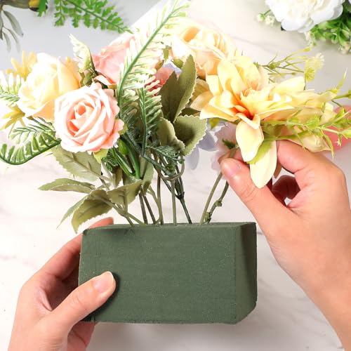 Ckhoid 6 Pcs Large Floral Foam Blocks for Fresh and Artificial Flowers Each (9" L x 4.1" W x 2.6" H) Wet and Dry Flower Foam for Wedding, Birthdays, Home and Garden Decorations (Green)