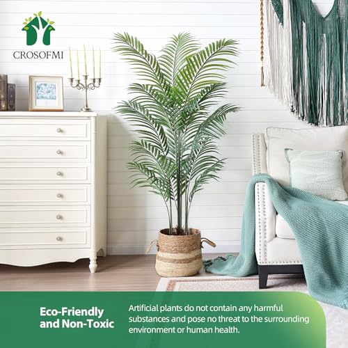 Artificial Palm Tree 5.5Ft Faux Dypsis Lutescens - Tall Fake Plant with Adjustable Branches, No Maintenance, Tropical Tree for Indoor Decor - Ideal for Living Room, Office, Bedroom, Commercial Spaces - size: 5ft 6in