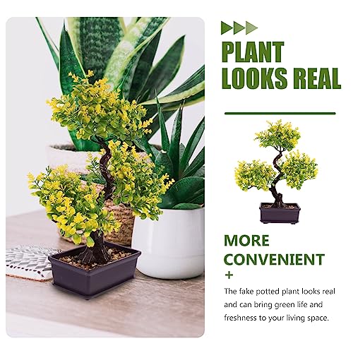 EXCEART Faux Bonsai Plastic Plant Yellow Artificial Desktop Decor - color: Yellow