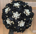 5.9" Mini Bridal Bouquet Handmade Satin Rose Round Wedding Bouquet Throw Toss Artificial Flower Bunch Black - color: 809a Black, size: 5.9"/15cm
