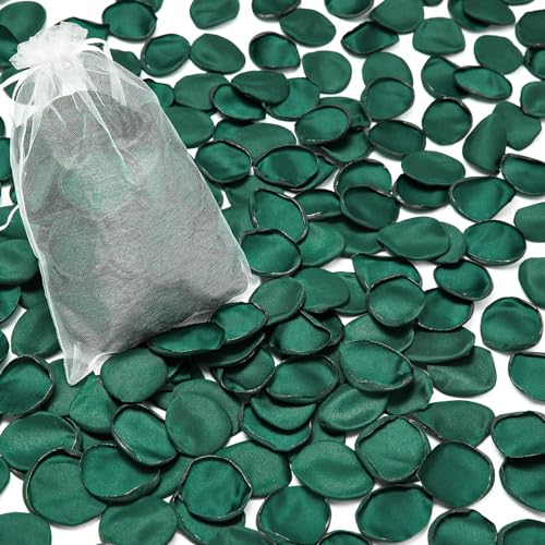 Serwalin 300Pcs Silk Rose Petals for Christmas Weddings Proposal Dark Green Flower Petals for Girl's Basket, Aisle, Table Decor - color: Dark Green, size: 300pcs