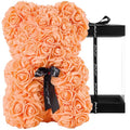DuHouse Rose Bear Rose Teddy Bear Flower Gift Black Box for Valentines Gifts Anniversary Christmas,Birthdays Bridal Showers -Fully Handmade 10 inch Flower Bear Clear Gift Box (Orange) - color: Orange