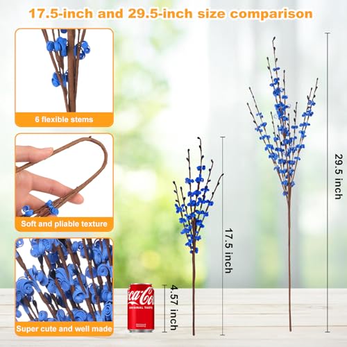 Wootkey 10Pcs 17.5'' Blue Long Stem Artificial Jasmine Flowers for Decorations Jasmine Fake Flowers Faux DIY Floral Art Plants Pussy Willow Branches for Wedding Bouquets Home Office Party Decor - color: Sapphire Blue, size: 10pcs-17.5''