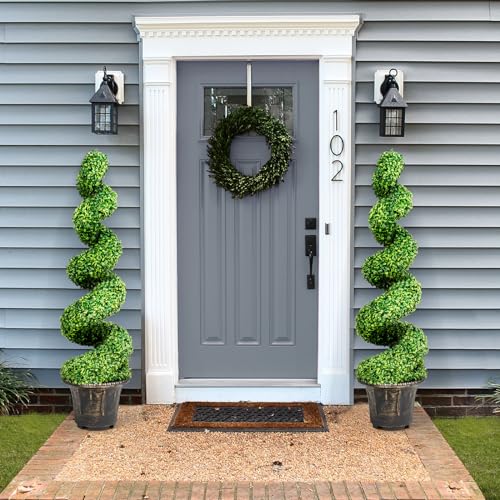 4 Ft Artificial Boxwood Spiral Topiary Tree, Fake Greenery Plants for Indoor or Outdoor - size: 4 ft 2 Pack