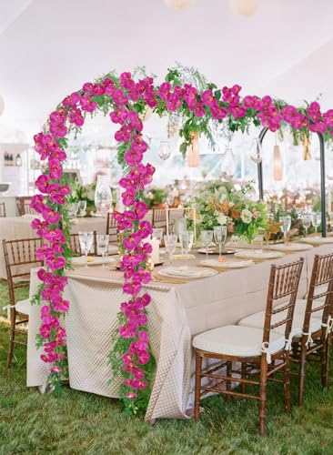 7.38ft Fuchsia Orchid Garland Real Touch Latex Orchid Vine Hanging Artificial Orchids for Home Party Wedding Room Birthday Christmas Wall Arch Decor(Fuchsia) - color: Fuchsia