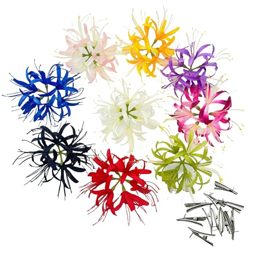 Silk Spider Plant Fake Flowers Heads,Artificial Flowers Spider Silk Flowers for Crafts,Fake Flowers Bulk,Artificial Flowers for Cake Decoration Wedding Party Birthday Home Décor (9, Multicolor) - color: Multi Color