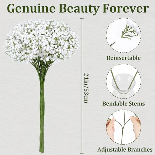 Waipfaru 50 Pcs Babys Breath Artificial Flowers, Baby Breath Flowers Artificial Bulk, Real Touch White Fake Flowers, Faux Babies Breath Gypsophila for Wedding Home Decor Floral Arrangement - size: 50 Pcs