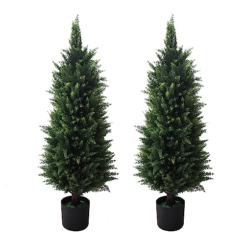 AUMMOOH Artificial Topiary Cedar Trees Outdoor (2, 37 Inch) - size: 37 Inch