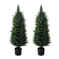 AUMMOOH Artificial Topiary Cedar Trees Outdoor (2, 37 Inch) - size: 37 Inch