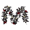 TITA-DONG 70.9 Inch Halloween Red Rose Vine Fake Floral Wall Hanging Ornaments, Artificial Rose Vine Fake Flower Plants,Black Silk Flower Garland for Halloween Decor(#1)