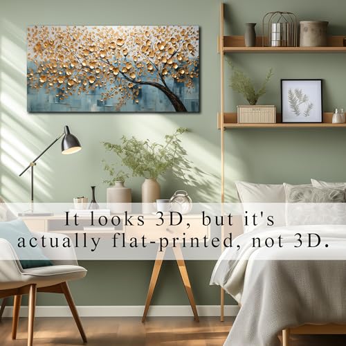 Tree Painting Wall Pictures for Living Room Gold Canvas Wall Art for Bedroom Ready to Hang 20 x 40 Inch - color: Gold, size: 40"L x 20"W