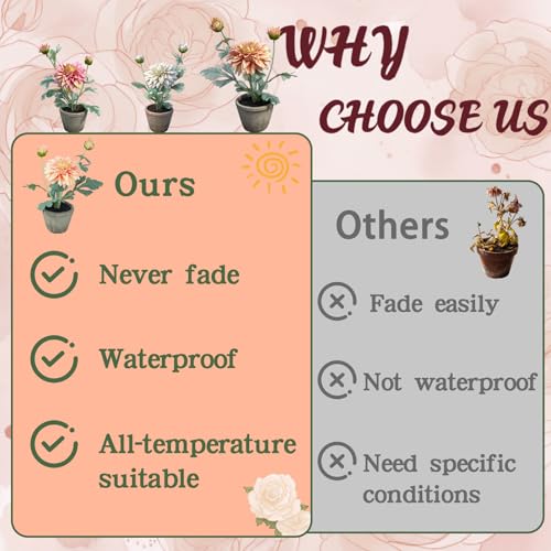 Champagne Dahlia Flowers Fake Silk Mums Flower Artificial Chrysanthemum Flowers Faux Flowers for Vase Mums in Pot Spring Decor Coffee Table Home Party Decoration - color: Dahlia Champagne