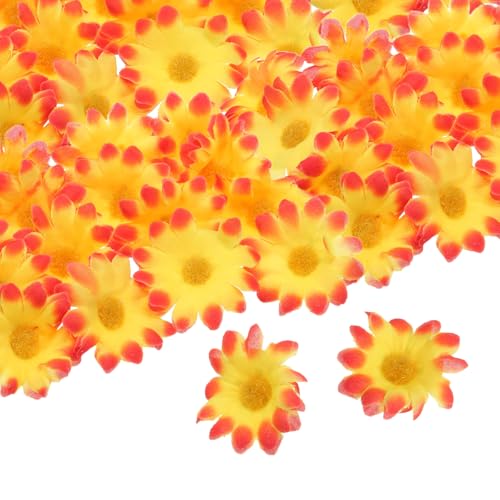 uxcell 100pcs Artificial Daisies Flower Heads,1.6" Silk Fake Daisies Heads Mini Daisies Artificial Flowers Bulk for DIY Wedding Bouquets Centerpieces Party Home Decorations, Orange/Yellow - color: Orange/Yellow