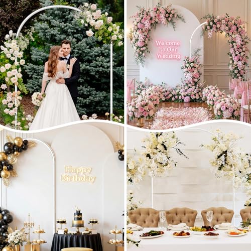 6FT Metal Wedding Arch Backdrop Stand,Stable Wedding Arch Frame for Wedding Ceremony Birthday Party Baby Shower Graduation Anniversary Floral Decoration,White - size: 6x2.6FT White