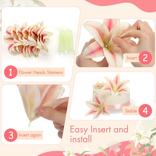 Suncalla 30 Pack Large Artificial Lilies Flower Heads with Realistic Stamens 5.9" Faux Fake Lily Flower Heads Bulk for DIY Crafts Cake Wedding Bridal Wreaths Table Home Party Decor(Dark Bean Paste) - color: Dark Bean Paste