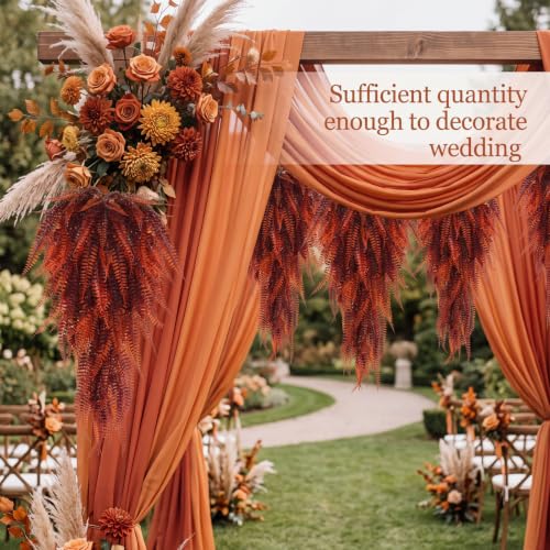 Daifunli 8 Pcs Artificial Fall Hanging Plants Fake Hanging Ferns Plastic Autumn Faux Plants for Wall Room Garden Garland Indoor Outdoor Decor No Basket (Fall Boston) - style: Fall Boston