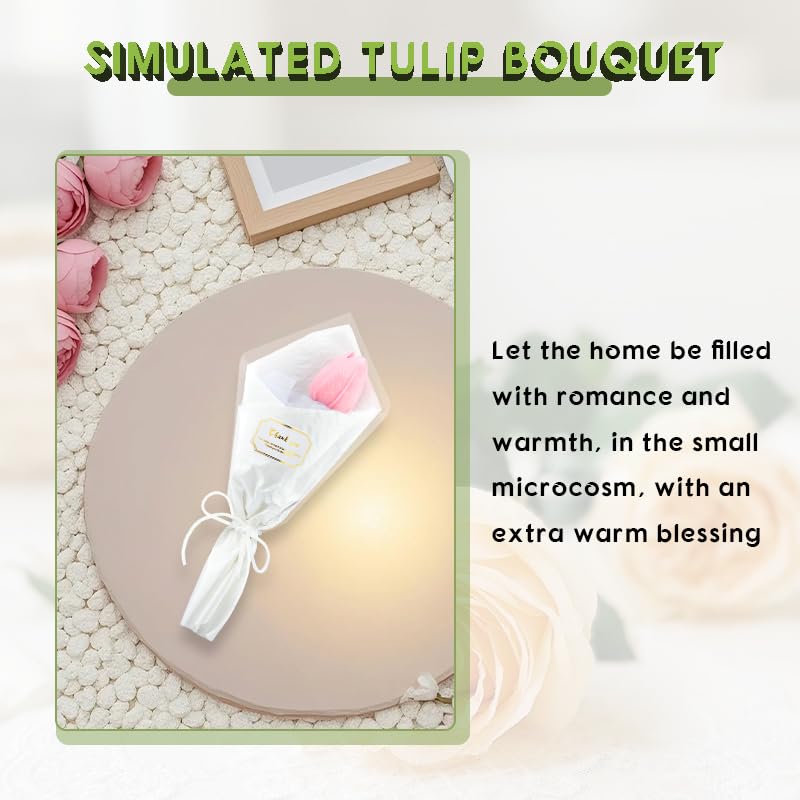 Artificial Flowers Faux Tulips Flower Arrangement Pink Tulips Real Touch Single Bouquet Flowers Silk Fake Tulip Easter Decorations Floral Gifts for Office Home Decor Appreciation Gifts Accessories - color: Light Pink
