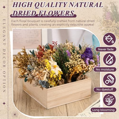 Layhit 24 Pcs Boho Dried Flower Bouquet Mini Wedding Handmade Dry Flowers Decor for Vase Crafts DIY Photo Boutonniere for Men Floral Plant for Bridesmaid Gift Birthday Decor (Vivid) - style: Vivid