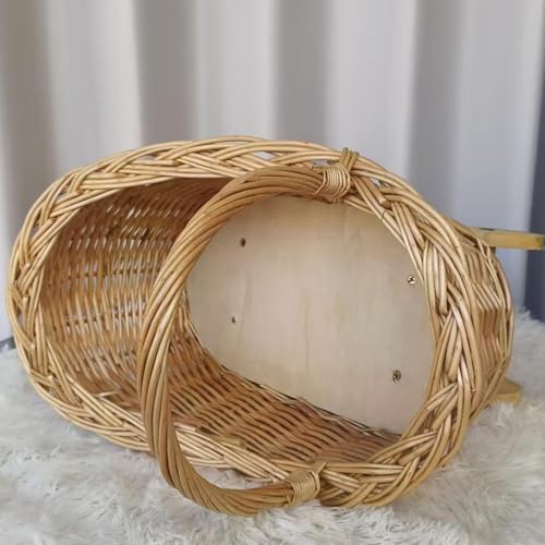 Woven Flower Basket Flower Girl Basket Wicker Basket Stroller Shaped Rattan Flower Basket with Handle Wood Baskets Woven Hand-Held Wicker Cachepot Storage Basket with Handle Wedding Home Decor