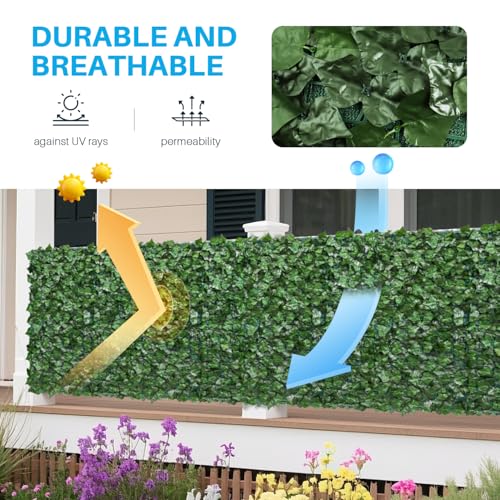 Patio Paradise 39"x97"-1Pc Faux Ivy Fence Privacy Screen Artificial Greenery Wall Backdrop,Fake Grass Wall Panels for Outside Apartment Balcony,Vine Leaf Decor for Outdoor Patio Chain Link - color: Faux IVY Leaves with Net Backing, size: 39" x 97"