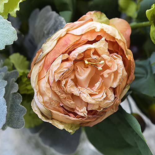 FiveSeasonStuff Vintage Dusty Coral Pink Peonies — Artificial Silk Flowers with Intentional Aged, Naturally Textured Petals, 6 Stems - color: Dusty Coral Pink (6 Stems)