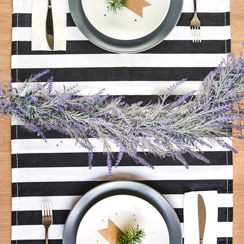 MAKHOT Spring Summer Lavender Purple Garland, 6Ft Lavender Artificial Green Garland, Fake Silver LavenderLeaves Vines for Wedding Mantle Party Arch Porch Stair Table Door Home Decor (Light Purple) - color: Light Purple-1pcs