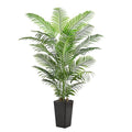 Artificial Palm Tree Indoor, 6FT Fake Floor Plants Large Tropical Silk Plant with Black Square Planter, Faux Areca Palm Plant Artificial Tree in Pot for Home Room Office Outdoor Patio Decor