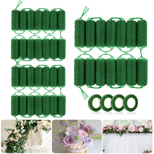 42 Pcs Floral Foam Garland 27.6ft Flower Sponge Blocks Kit, Absorption Flower Holder Arch Door Tabletop Flower Arrangement Material Floral Craft Wet Foam Blocks for Home Wedding Holiday Decoration - color: 42 Pcs
