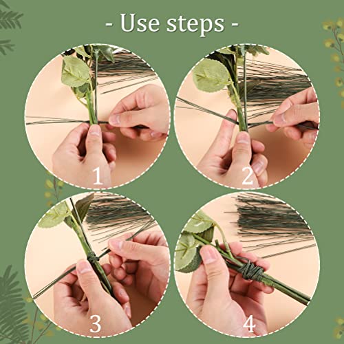 Floral Wire 26 Gauge, 100 Pcs Green Florist Flower Wire Stems for Crafts, Bouquet Stem Wrapping, Wreath Making, Flower Arrangement Supplies (14 Inch) - color: Green