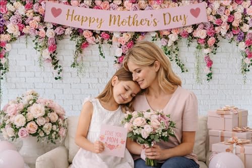 8x8ft White Brick Wall Flowers Background Spring Theme Photography Backdrop for Mother's Day Valentine Wedding Bridal Baby Shower Birthday Party Decor Banner Portrait Photo Booth Prop 134……… - size: 8x8ft