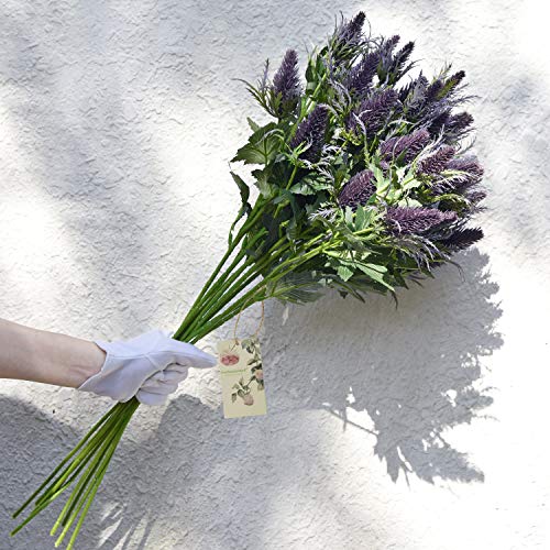 FiveSeasonStuff Real Size Artificial Thistle Flowers Real Touch 8 Stems Rustic Purple and Green Thistle Decor Spray Eryngium | Sea Holly for Wedding Bouquet Centerpiece 26 inches - color: Rustic Purple & Green