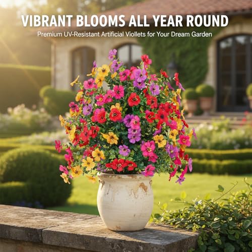 SakerPlus Artificial Petunias with Ground Stake, 22" Outdoor Faux Flowers for Garden, Yard, Planter and Porch, Lifelike Decorative Flowers for Indoor Outdoor Home Decor (1 Pack) - color: 1 Pack