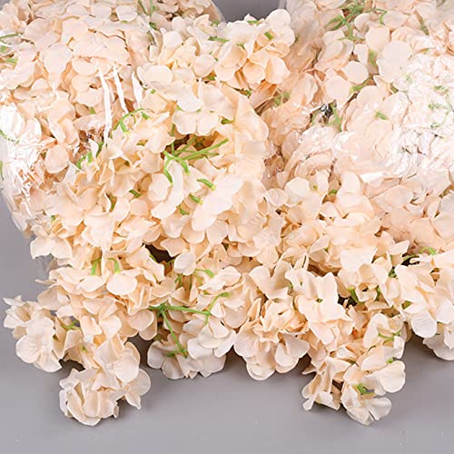 FagusHome Silk Hydrangea Heads 36 Pcs Artificial Flowers Heads and 3 Dozens Stems Fake Hydrangea Flowers with Stems for Home Wedding Decor (Light Yellow) - color: Light Yellow