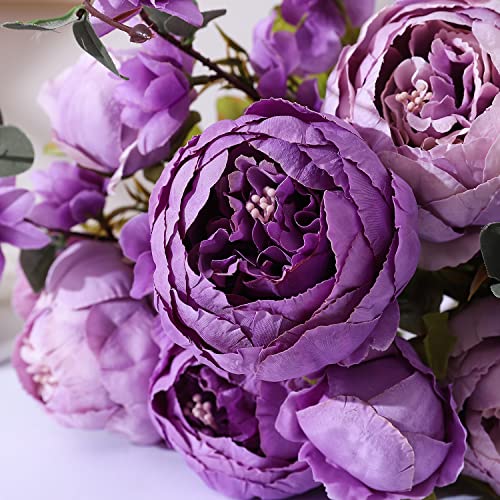 Duovlo Fake Flowers Vintage Artificial Peony Silk Flowers Wedding Home Decoration,Pack of 1 (New Purple) - color: New Purple