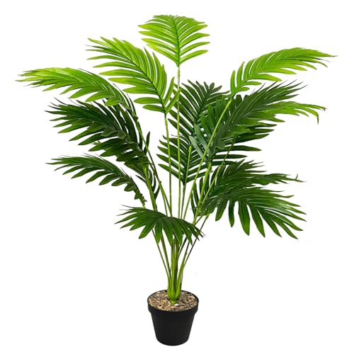 Tall Faux Palm Tree Realistic Potted Silk Artificial Plants Indoor with Pot Floor Plant for Home Office Living Room Bedroom Outdoor Wedding Stairs Foyer Decor (31" Green)