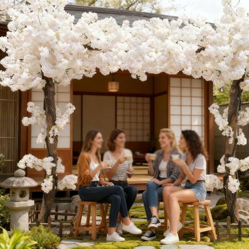Artificial Cherry Blossom Tree Indoor Outdoors, Faux Cherry Blossom Tree ,Christmas Big Fake Cherry Trees for Living Room Wedding Party Office Shopping Hotel Restaurant Home Decor,White,2.5*2m/8.2*6. - color: White, size: 2.5*2m/8.2*6.5ft