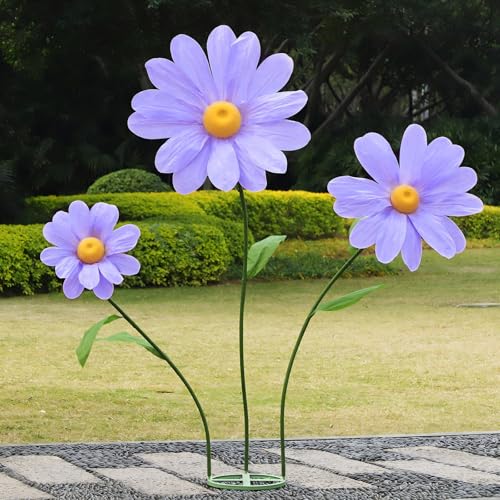 Large Daisy Flowers Artificial,5.9 Ft Giant Paper Flower Decoration,Big Flowers Decor for Party,Garden,Office,Home,Wedding,Graduation,Shop Window Display(Purple) - color: Purple