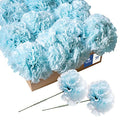 Royal Imports Artificial Carnations, Silk Faux Flowers, for Funeral Arrangements, Wedding Bouquets, Cemetery Wreaths, DIY Crafts - 100 Single 5" Stems - Lite Blue - color: Light Blue