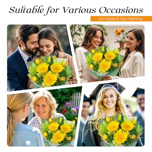 Preserved Sunflower Bouquet - Forever Flowers for Delivery, Long-Lasting Flower with Gift Box, Eternal flowers Bouquet, Mothers Day Gifts for Mom Grandma Wife, Anniversary Birthday Gifts for Women