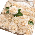 Ling's moment Artificial Flowers 50Pcs Cream Roses Decor w/Stems,3" Real Touch DIY Foam Floral for Wedding Bouquet/Centerpieces, Outdoors Party Backdrop, Room/Table, and Garden/Pot Decorations(2023) | Foam Material, With Stems, DIY Floral, Wedding/Party D