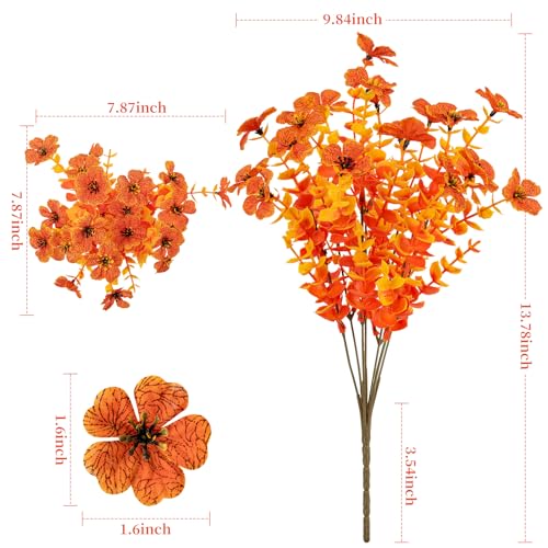 Lnoicy 20 Bundles Artificial Flowers for Outdoor,Faux Plants Decoration,Plastic Flowers for Indoor Garden/Wedding/Farmhouse (Fall Red) - color: Fall Red