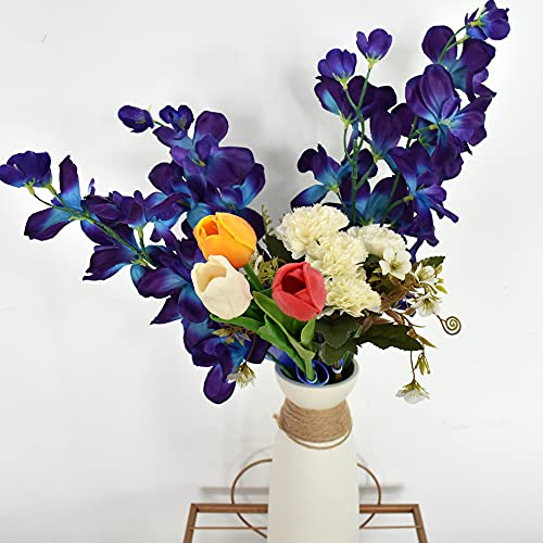 26.7'' Artificial Orchid Stems Purple Blue Silk Turquoise Orchids Flowers for Wedding Bridal Bouquet Boutonniere Wreath Table Centerpiece Outdoor Decor (12 Stems) - color: Purple-blue