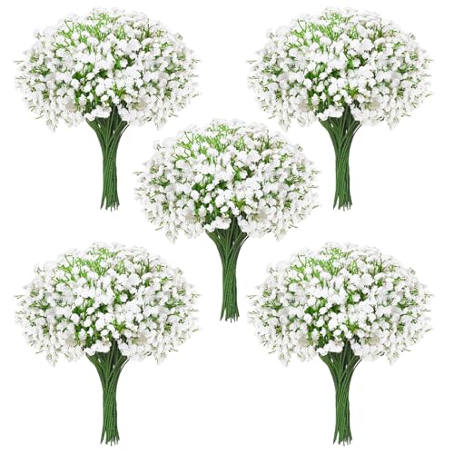 100Pcs Babys Breath Artificial Flowers-Gypsophila Babys Breath Flowers Artificial Bulk-White Real Touch Fake Flowers for Wedding Home Garden Decor - size: 100 Pcs