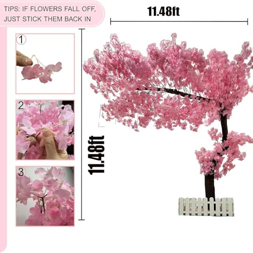 Cherry Blossom Tree Wishing Tree Handmade Shopping Wedding Party Indoor and Outdoor Decoration Artificial Cherry Blossom Tree (11.48ftX1.48ft) - size: 11.48ftX11.48ft