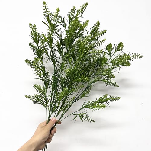 Artificial Plants Lavender Flowers Fake Greenery Plastic Plant Faux Flower Bundle for Indoor Outdoor Home Décor Wedding Bouquet Kitchen Table Centerpieces Arrangements Christmas DIY Decorations 4 Pack - color: Lavender - Green 4 Pcs