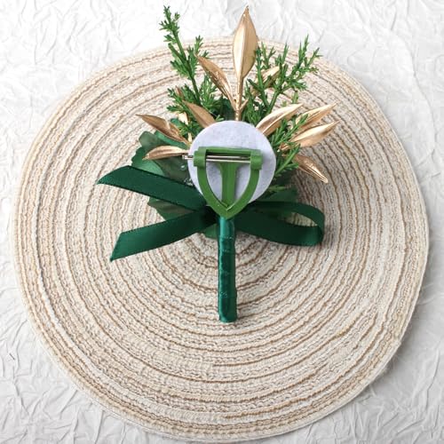 Boutonniere for Men Artificial Flowers 1 Piece Wedding Prom Homecoming Corsage Anniversary Party Decoration (1, Green) - color: Green