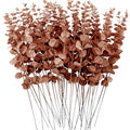 FEQO 36 Pcs Artificial Eucalyptus Stems Dark Brown Leaves Faux Eucalyptus Stems Branches 15 inch for Wedding Bouquet Home Deco - color: Dark Brown, size: 36 pcs